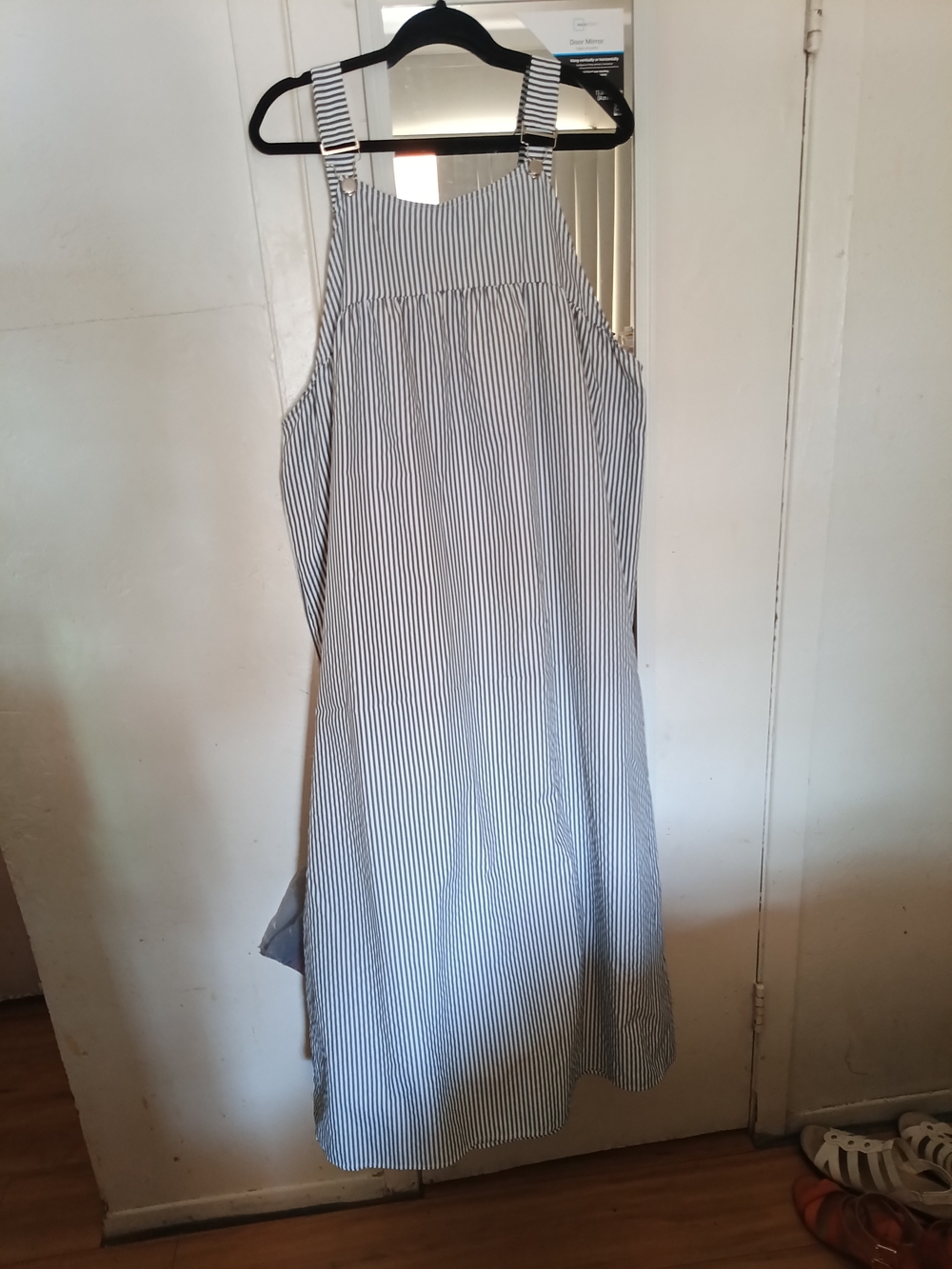 Striped Black & White Overall for Women- Casual Sleeveless Dress